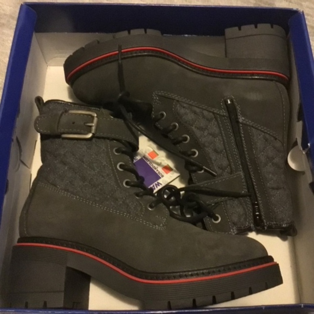 Bos and Co quilted flannel and suede leather boots